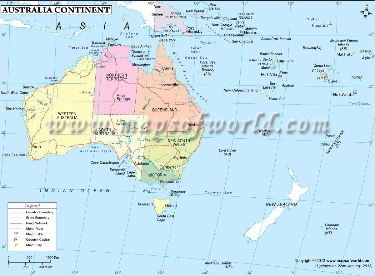 地图澳大利亚大陆