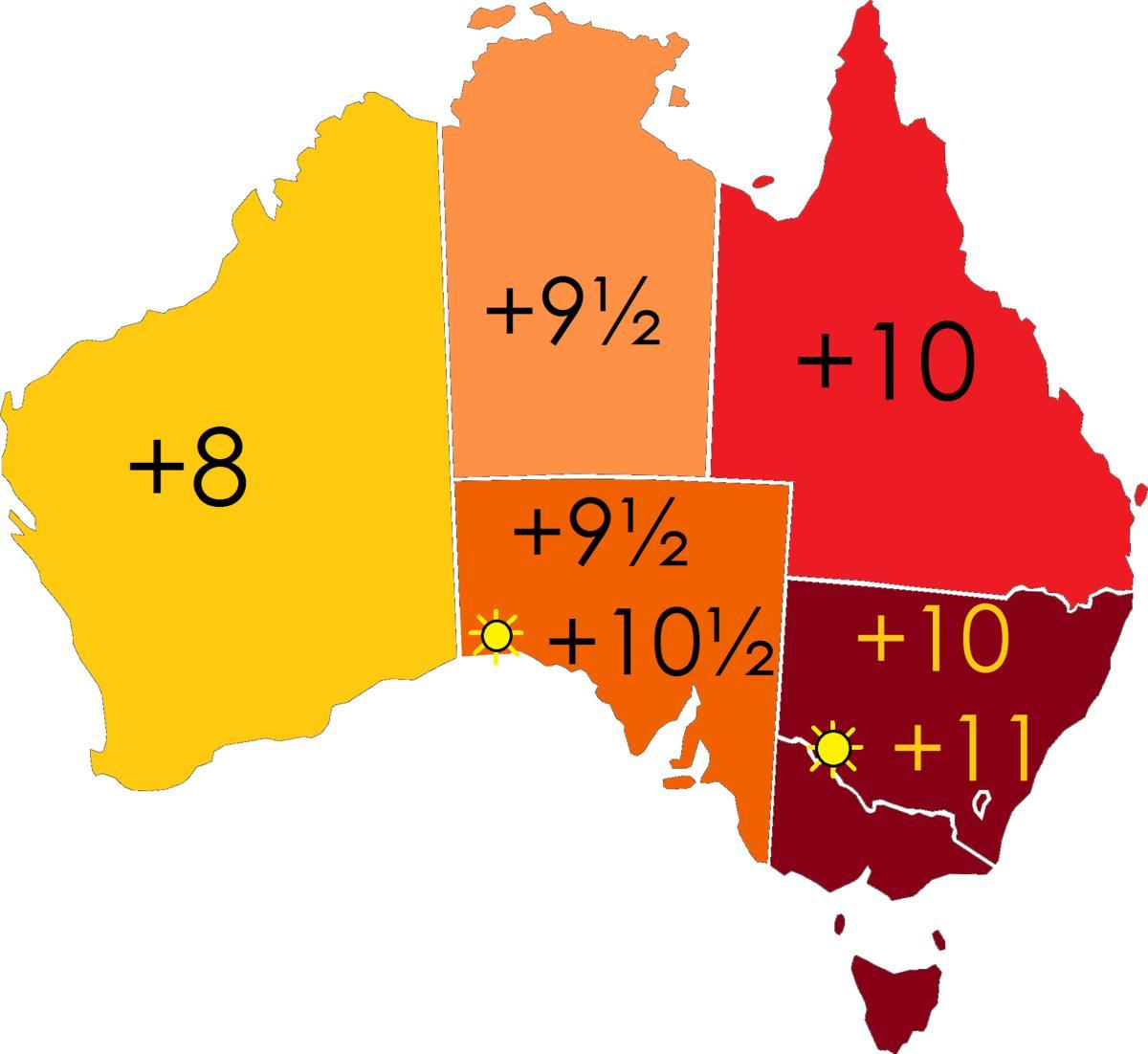 时区的澳大利亚地图